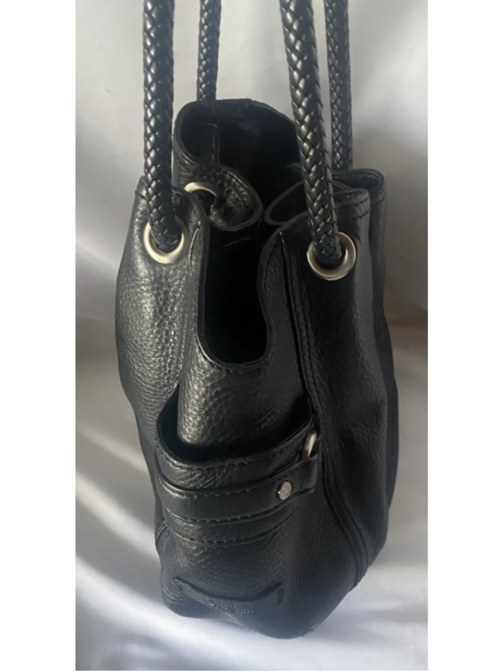 Cole Haan Black Hobo Purse Braided Strap EUC